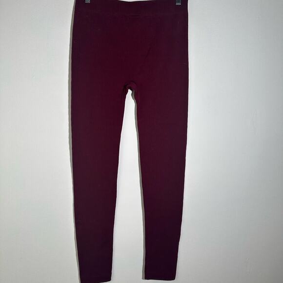Faded Glory Burgundy Leggings High Waist Stretchy Bottoms - Picture 2 of 3